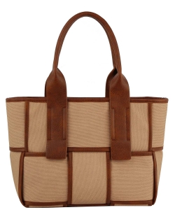 Fashion Woven Luxury Designer Tote Bag D-0732 TAN